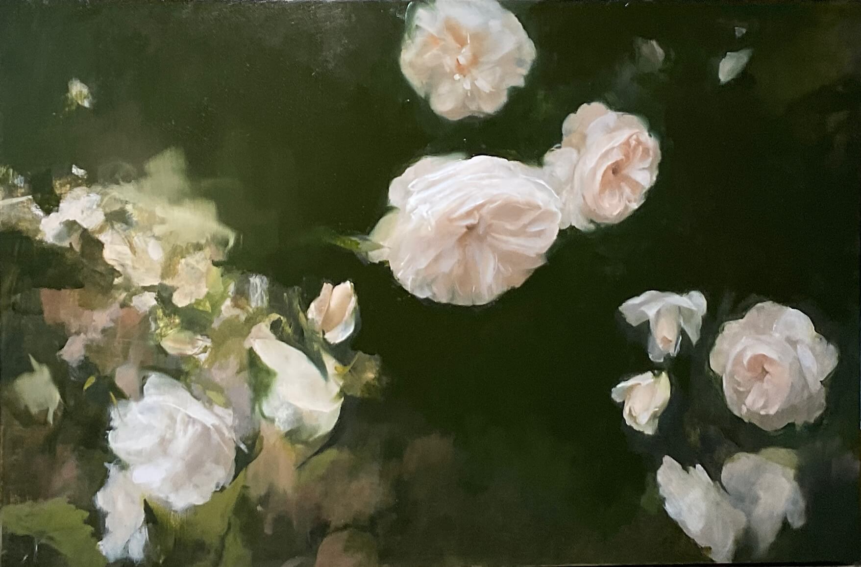 Night Roses by artist Kathy Speranza, tutor at Atelier Clos Mirabel, France.