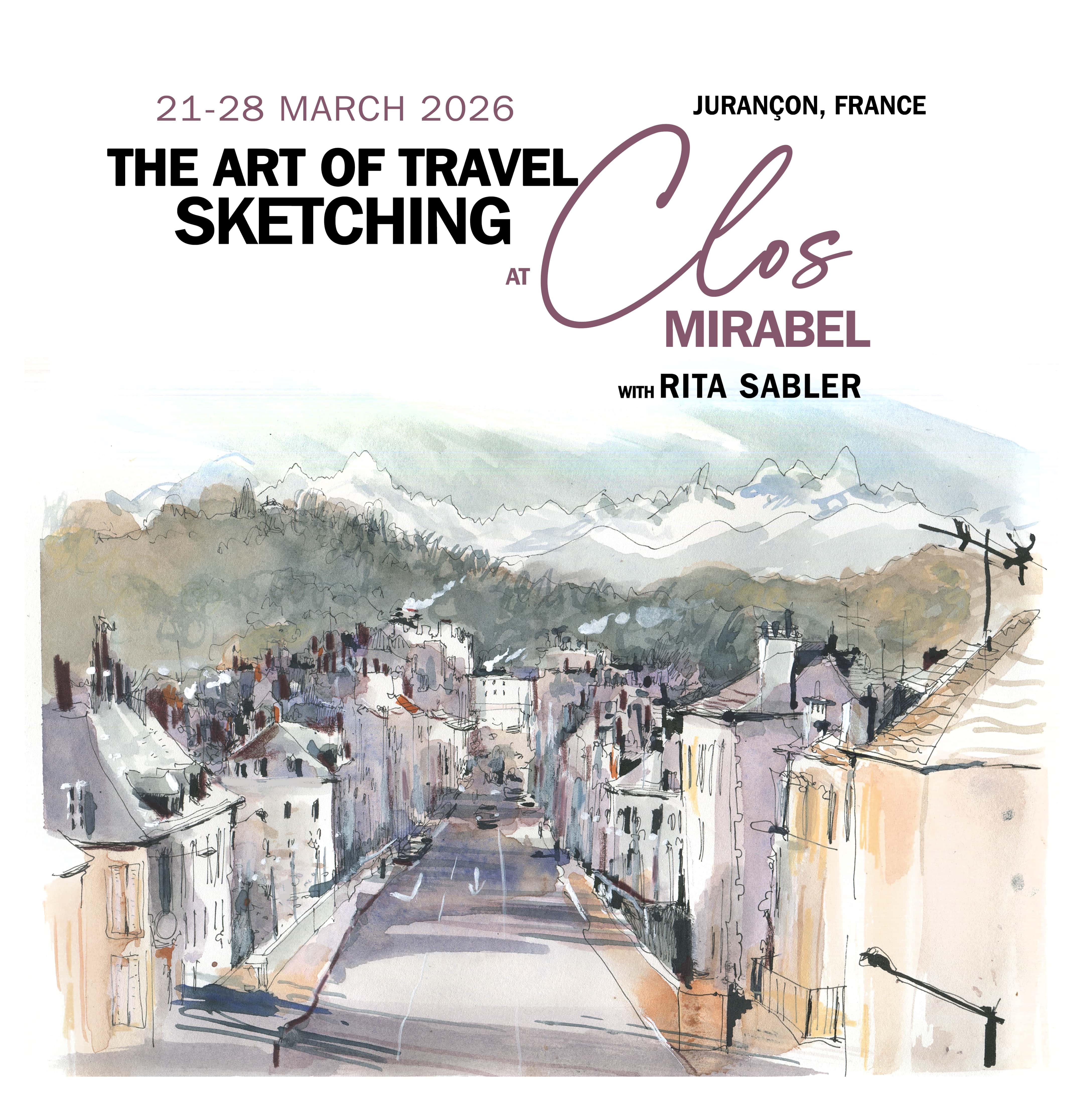 The Art of Sketching Poster by artist Rita Sabler, tutor at Atelier Clos Mirabel, France.