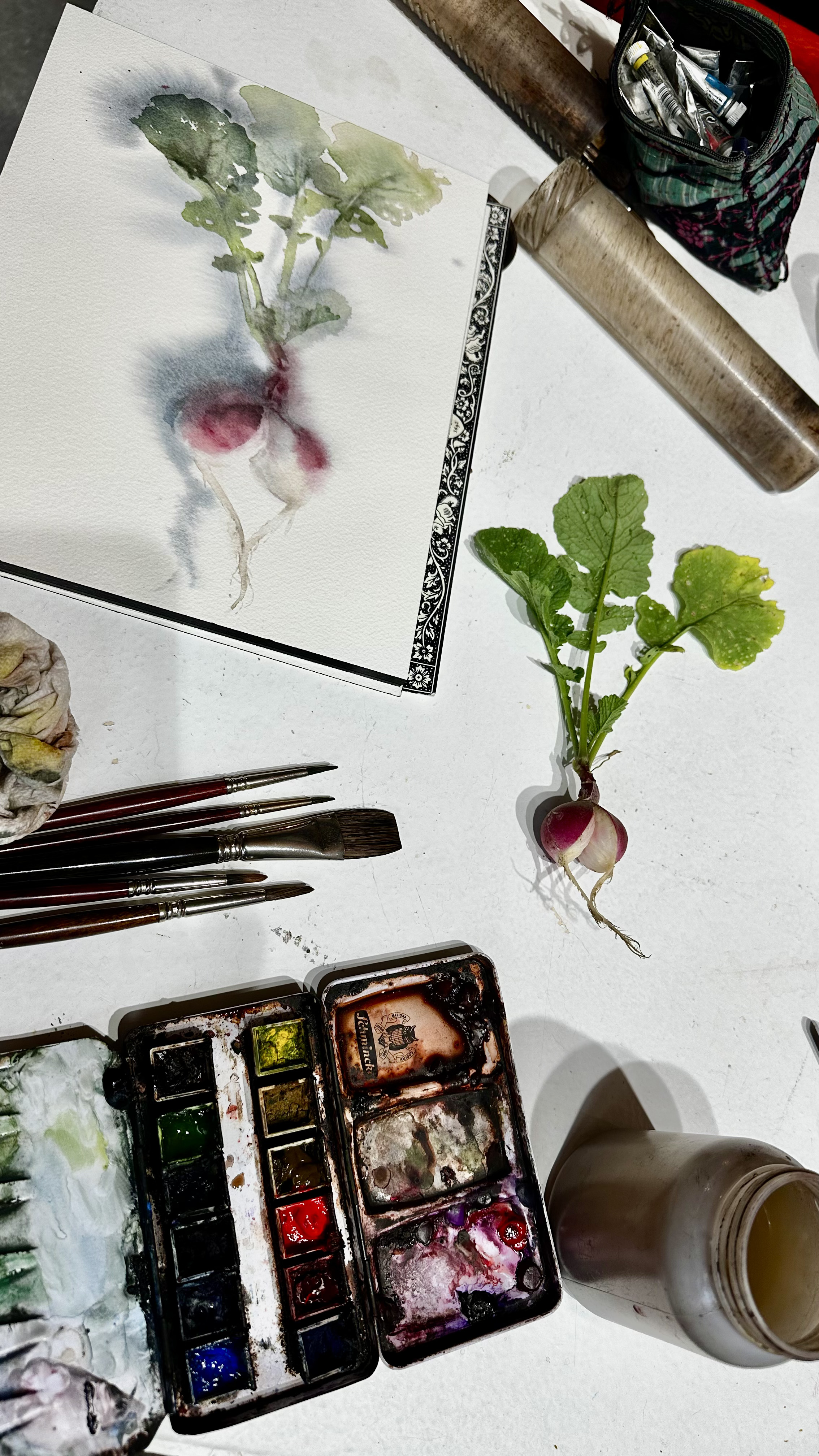 Painting composition - Wendy Artin radishes.