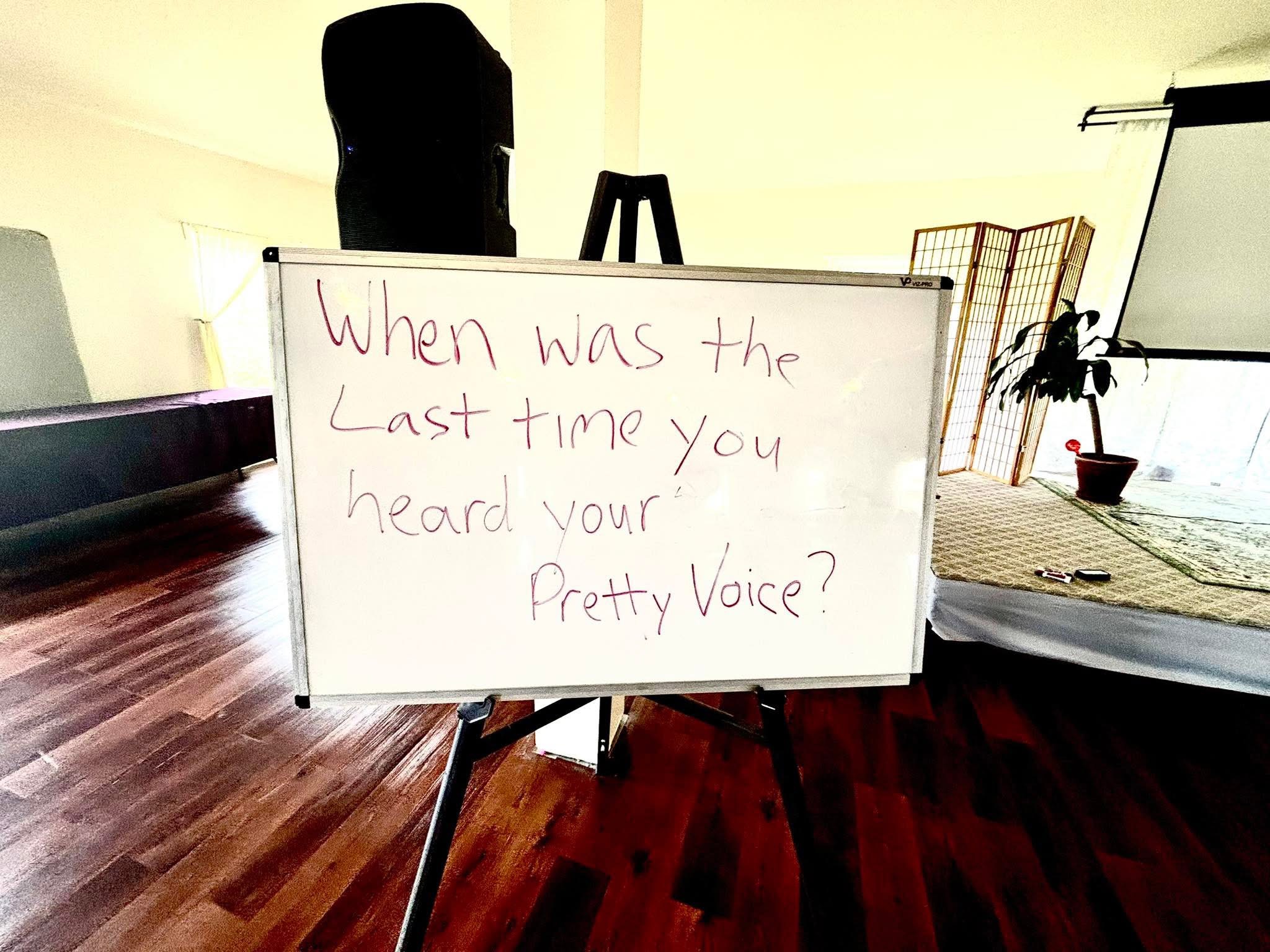 Text on white board.
