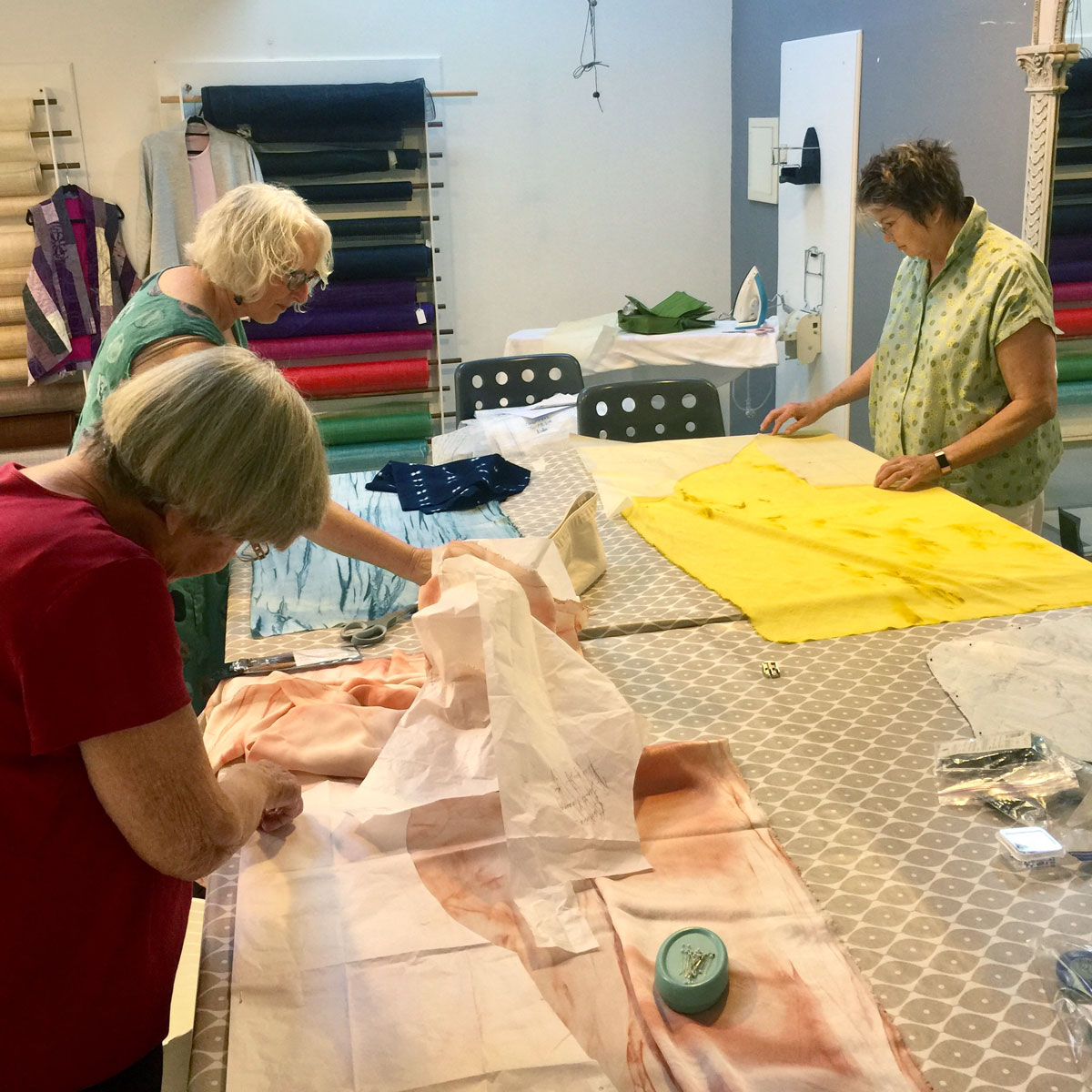 Pinning patterns to fabric.