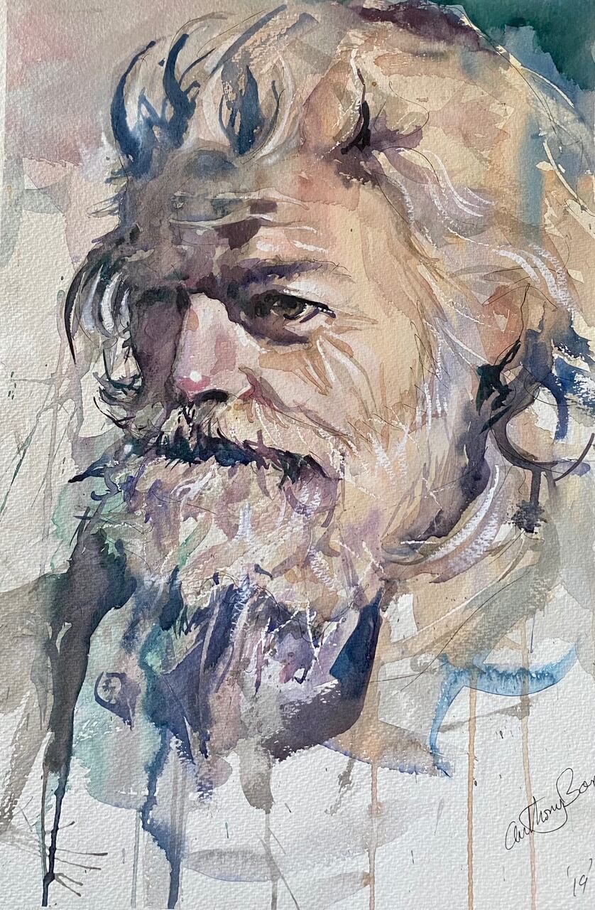 Portrait of a man by artist and tutor Anthony Barrow.