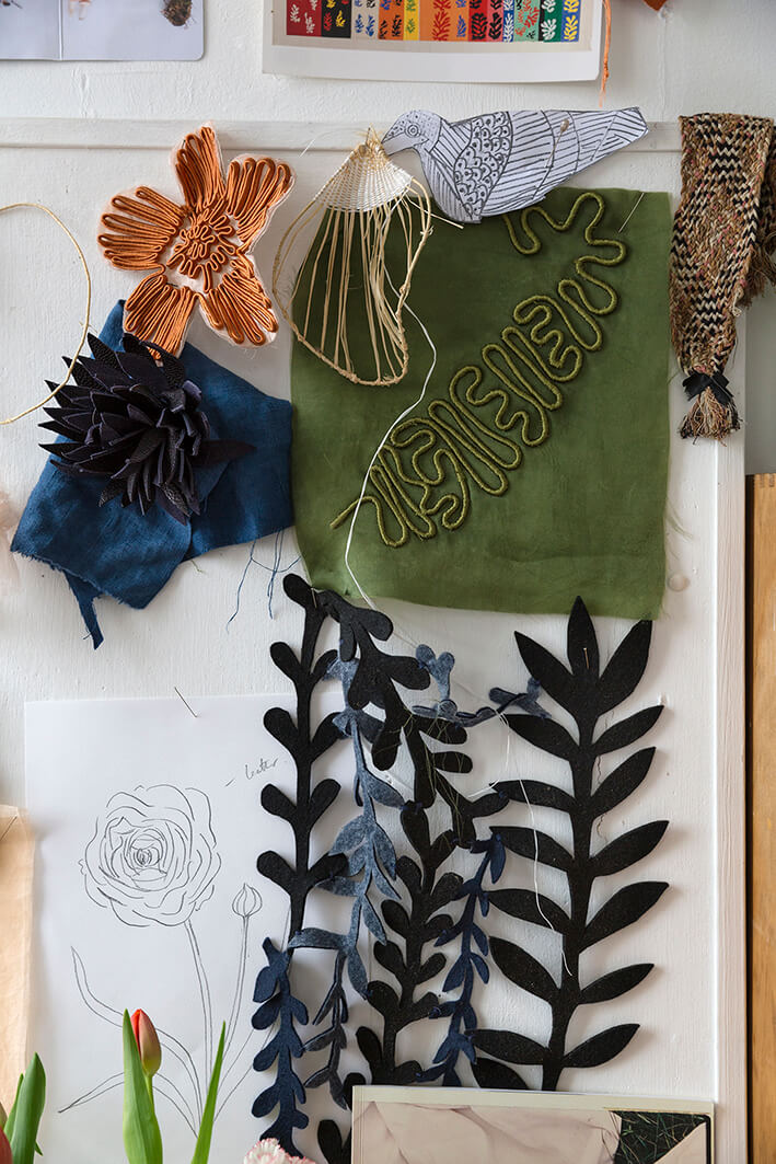 Embroidery samples by workshop tutor Lora Avedian.