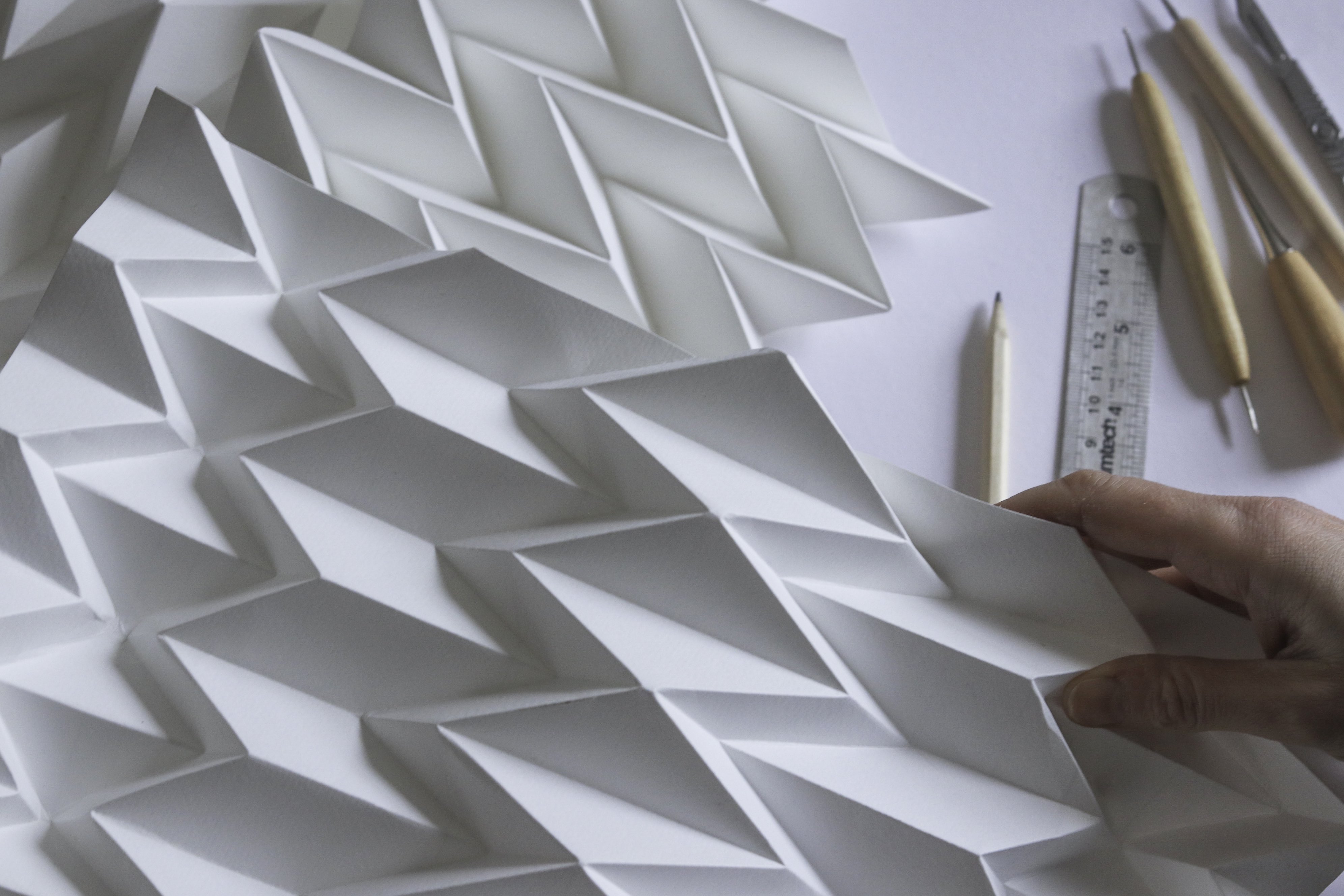 White Paper Folding by artist Kate Colin, Tutor at Atelier Clos Mirabel, France.
