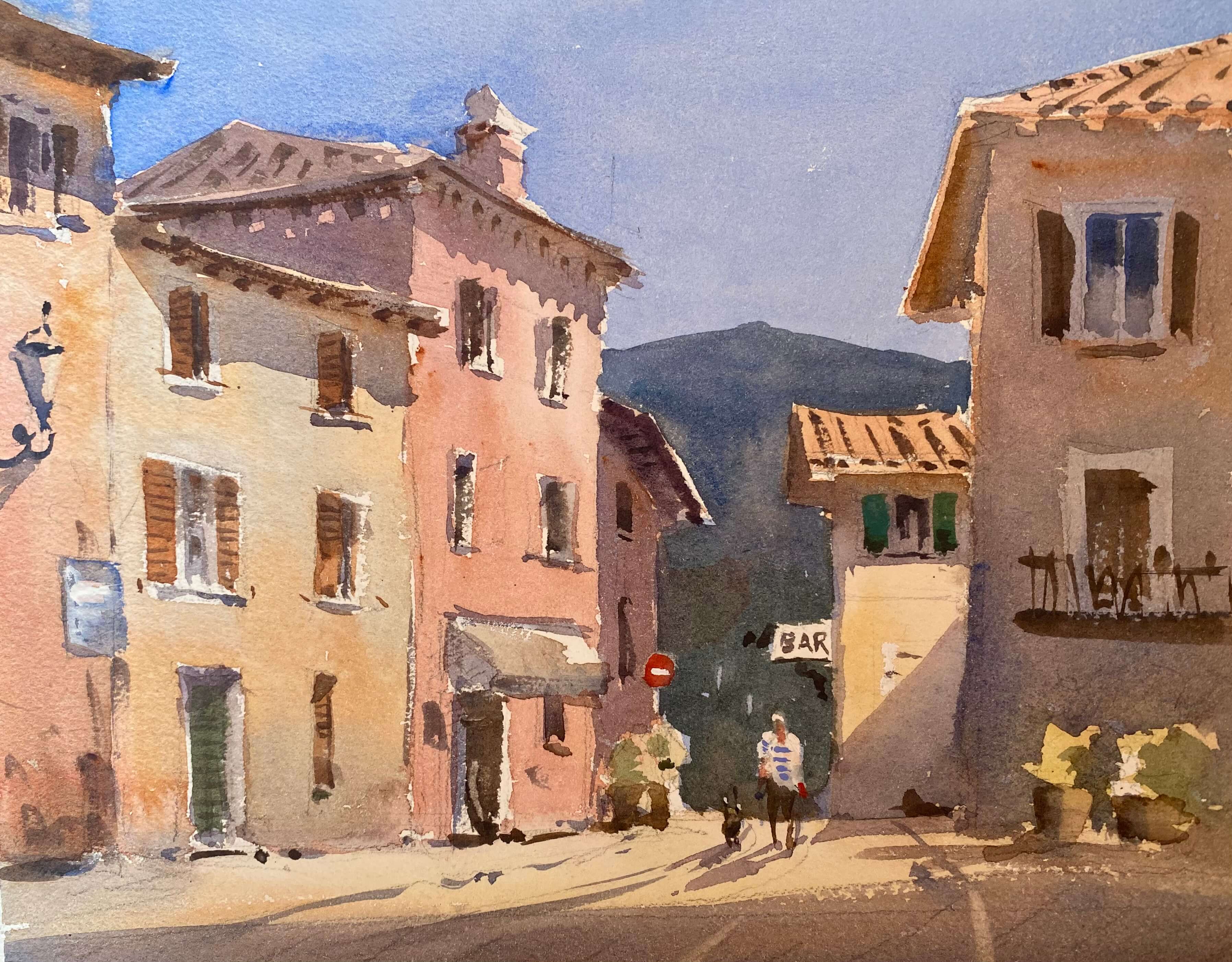 Village Street by Barbara Hirsekorn.