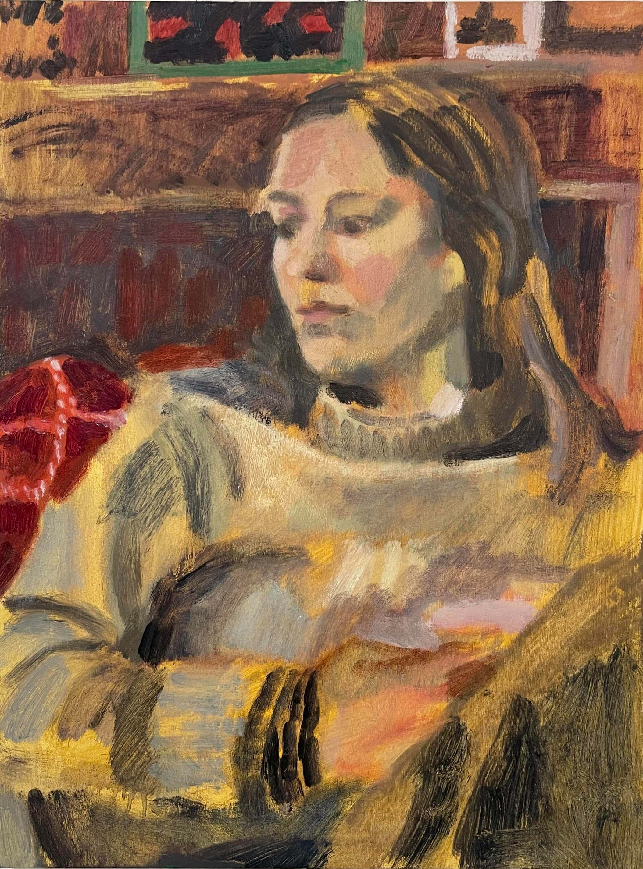 Portrait of a Young Woman by artist Katy Papineau, Tutor at Atelier Clos Mirabel, France.