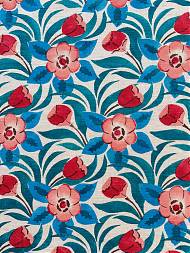 Spring blossom in reds and blue stencil repeat.