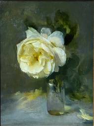 Artwork by Kathleen Speranza, Oil Painting, White Rose.