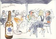 Artist sketch by Róisín Curé - cafe scene.
