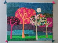 Kawandi quilt Moon Light by Sujata Shah, Makers' Retreats France, Atelier Clos Mirabel.