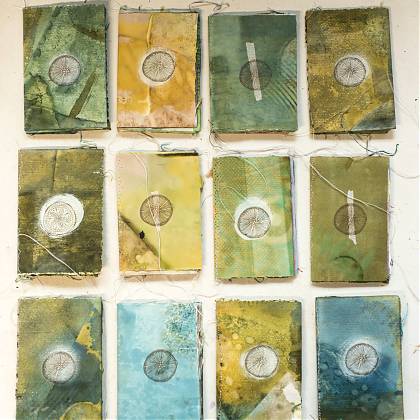 Artwork by Liz Constable, Paper Dyeing, Bookmaking, Bookbinding.