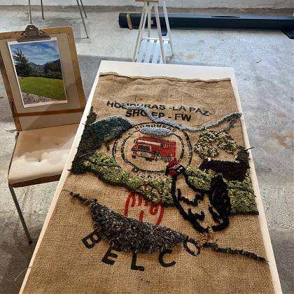 Rug hooking artwork, retreat with Graham Hollick.