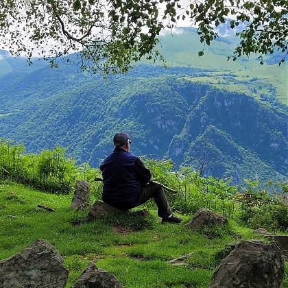 Dinty Moore writing in the mountains - creative retreat.