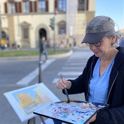 Barbara Hirsekorn watercolour artist giving a demo.