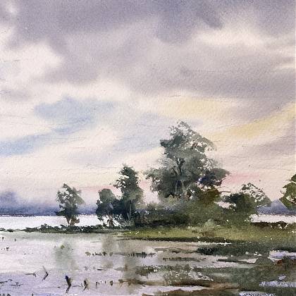 Waterscape by watercolour artist Barbara Hirsekorn.