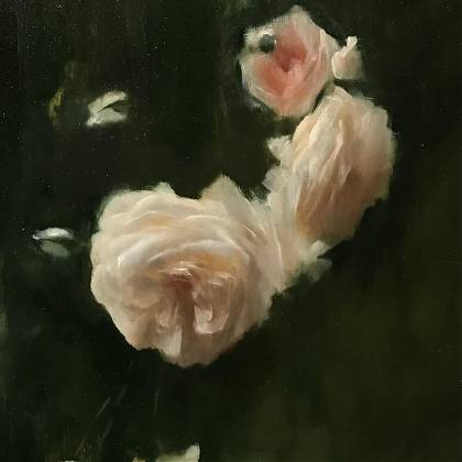 Artwork by Kathleen Speranza, Garden Roses, Oil Painting.