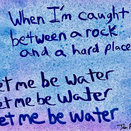 Poem by John Roedel on blue background.