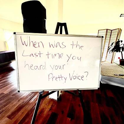 Text on white board.