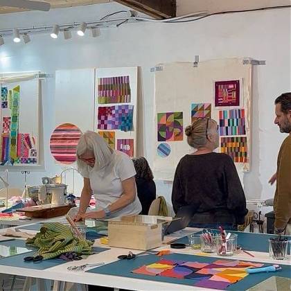 The atelier students at work - Tara Faughnan's quilting workshop at Atelier Clos Mirabel.