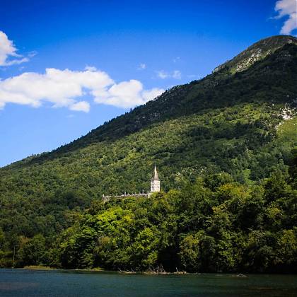 Castet lake and hillside.