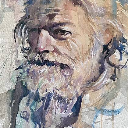 Portrait of a man by artist and tutor Anthony Barrow.