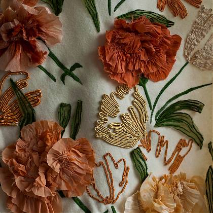 Floral embroidery by workshop tutor Lora Avedian, France. 