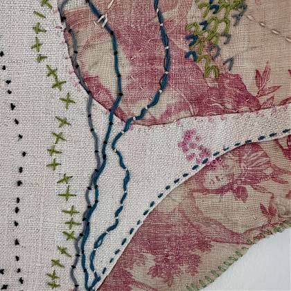 Embroidered textile - creative makers retreats France.
