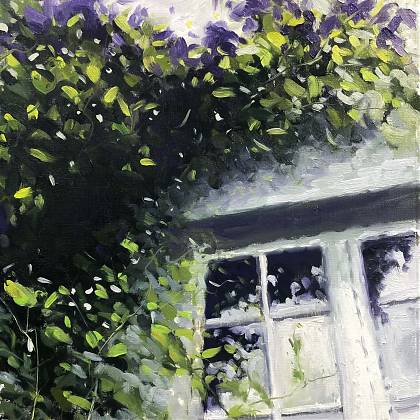 Window and green plant by artist and painting holidays tutor Peter Keegan.