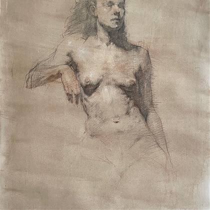 Nude by artist Celia Liberace, Tutor at Atelier Clos Mirabel, France.